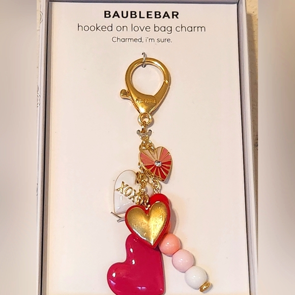 BaubleBar Accessories - BaubleBar "Hooked On Love" Heart Bag Charm/Key Chain Brand New
